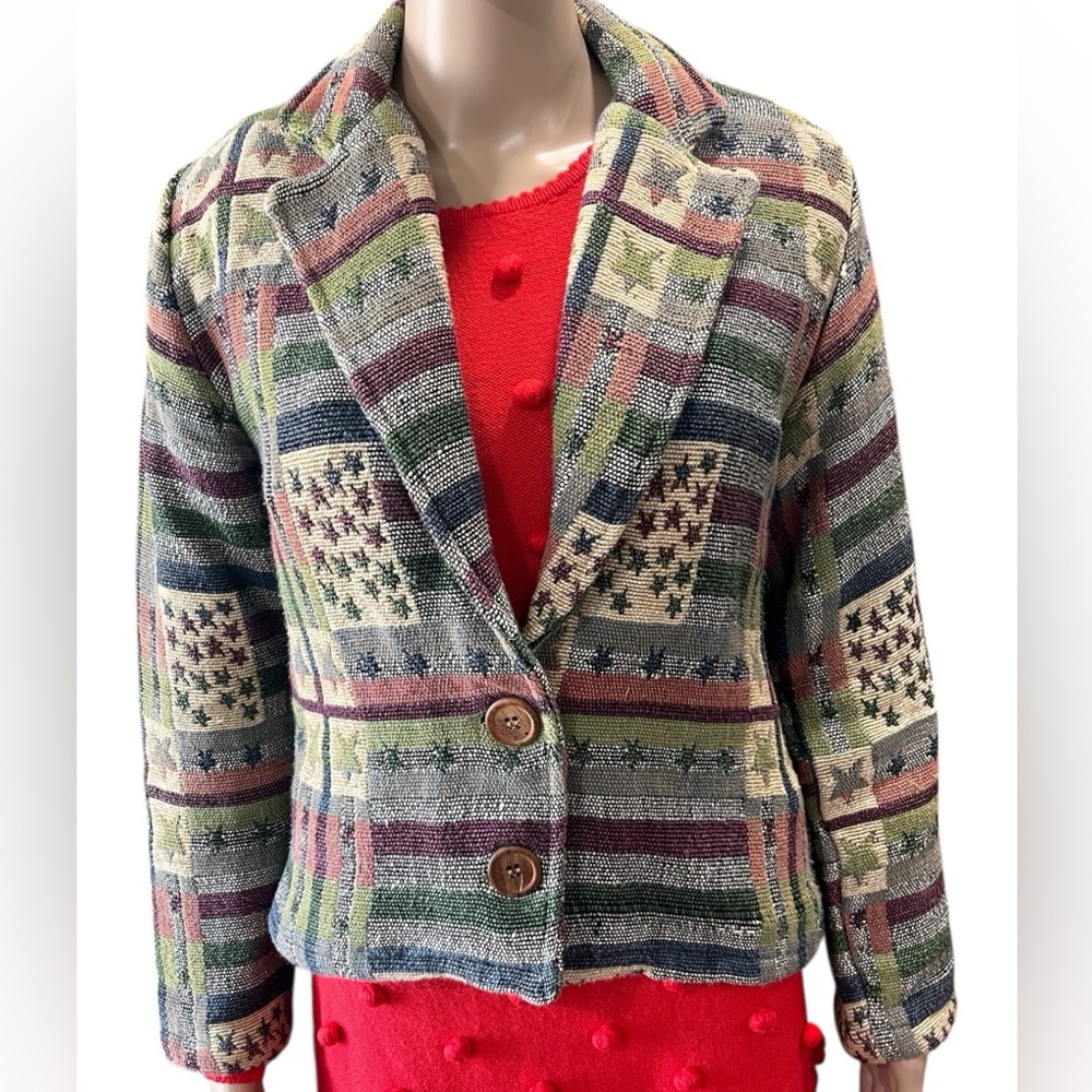 Tapestry style New identity southwestern patriotic cropped jacket-MP